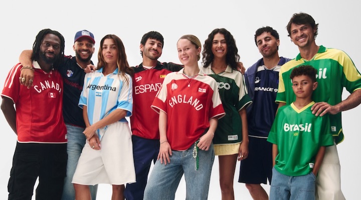 Models wearing 2026 World Cup jerseys designed by Gap.
