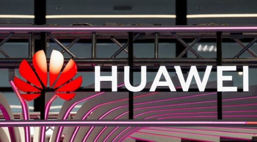 Huawei display at tech event.