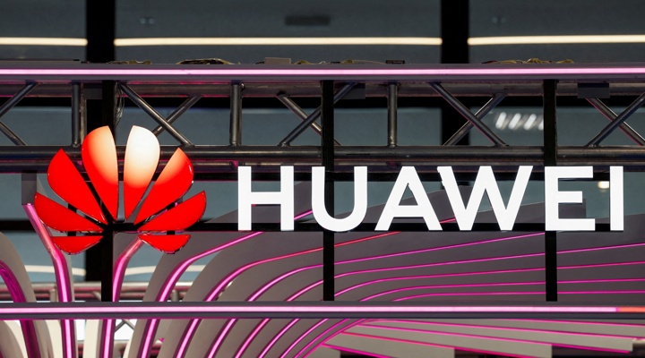 Huawei display at tech event.