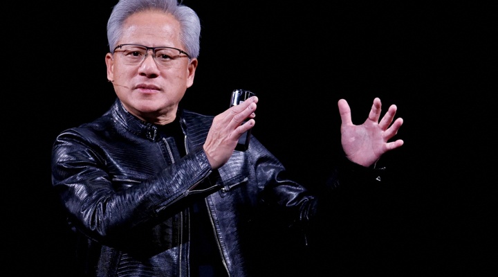 Jensen Huang speaking on stage.