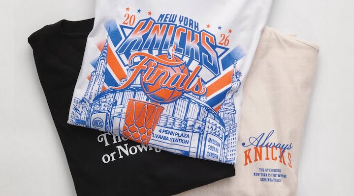 Multiple Knicks-themed t-shirts from the brand New York or Nowhere.