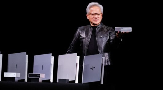 Jensen Huang unveils Nvidia AI PC chip.
