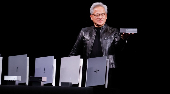 Jensen Huang unveils Nvidia AI PC chip.