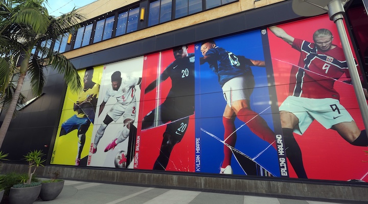 A Nike soccer display