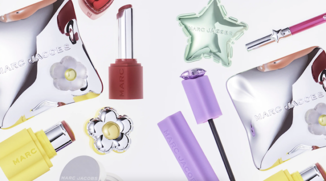 Several Marc Jacobs Beauty products on a white background.