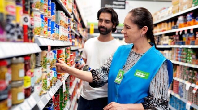 Walmart staff and customer