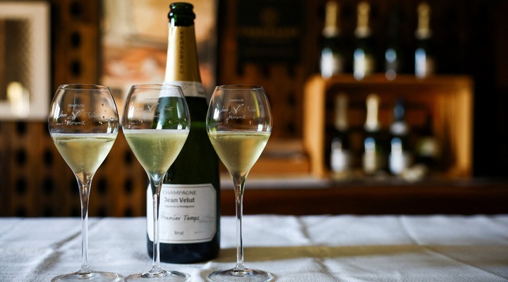 Jean Velut champagne on display.