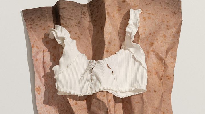 A close-up shot of a white bra from Ukrainian apparel brand Londi.
