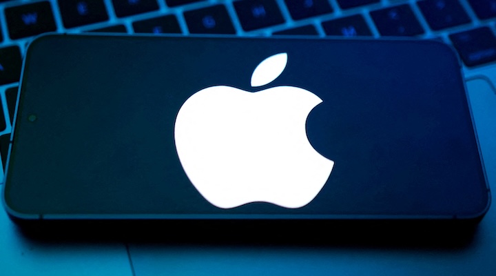 An Apple logo appears in this illustration taken