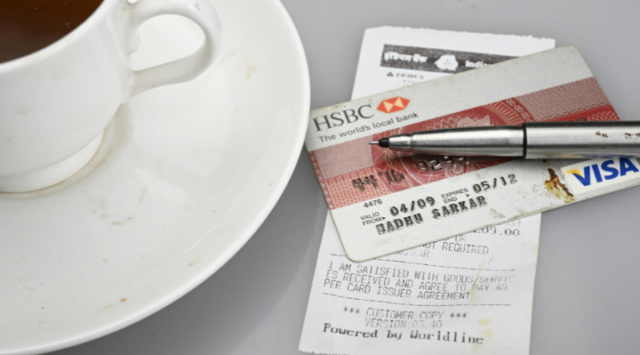Visa credit card with coffee