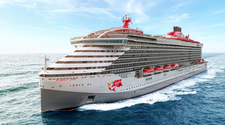 Virgin Voyages’ Scarlet Lady at sea.