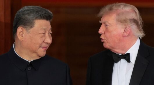 Donald Trump and Xi Jinping together.