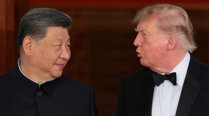 Donald Trump and Xi Jinping together.