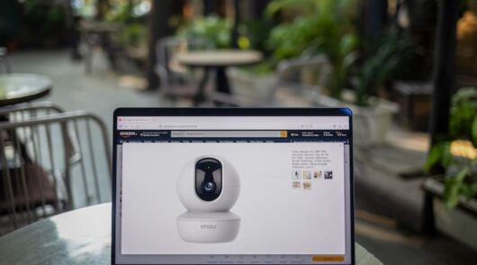An Imou Ranger S2 security camera, owned by China's Dahua, is for sale on Amazon's website in this picture illustration
