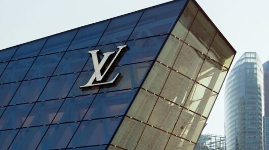 An exterior shot of a Louis Vuitton corporate building.