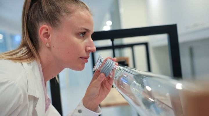 Woman testing a fragrance scent.