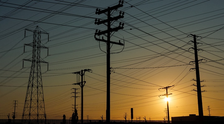 Power lines at sunset.