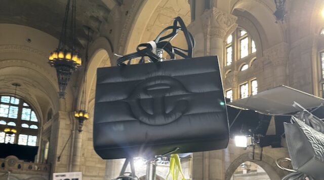 A black Telfar shopping tote at the brand’s sample sale at One Hanson Place.
